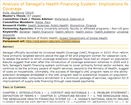 Analysis of Senegal's health financing system