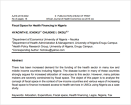 Fiscal Space for Health Financing in Nigeria