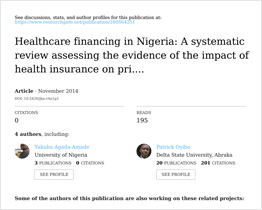 Healthcare financing in Nigeria