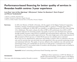 Performance-based financing for better quality of services