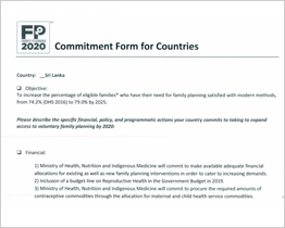 Sri Lanka FP2020 Commitment