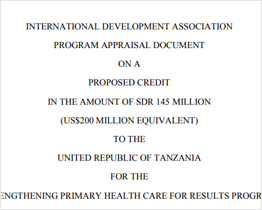 Tanzania Project Appraisal Document